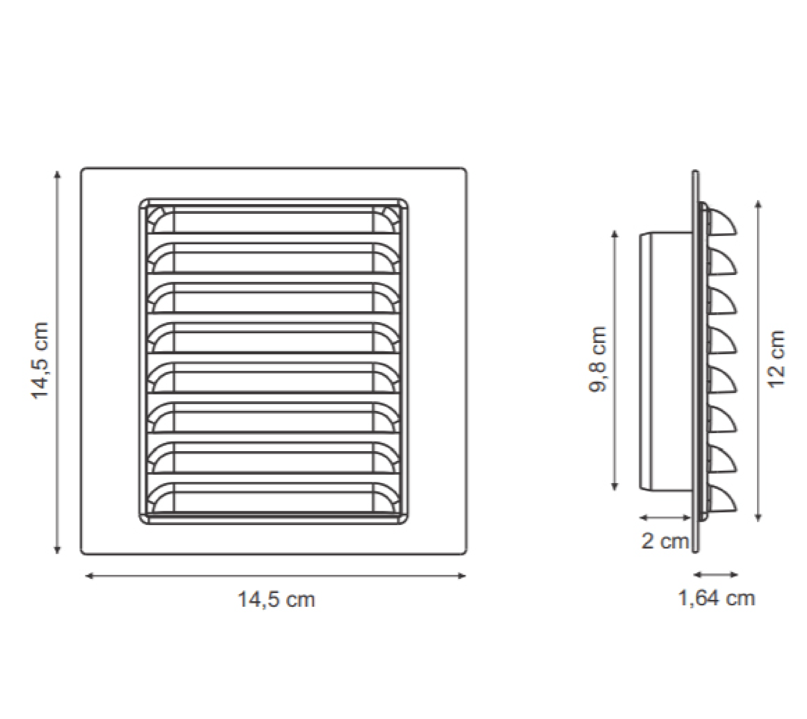 Rejillas de encastre REJILLA 14.5X14.5 C/ADAPTADOR DIAM.100MM